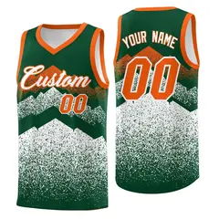 Green White Mountain Fade Gradient Fashion Basketball Jersey 1