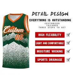 Green White Mountain Fade Gradient Fashion Basketball Jersey 2