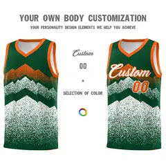 Green White Mountain Fade Gradient Fashion Basketball Jersey 3