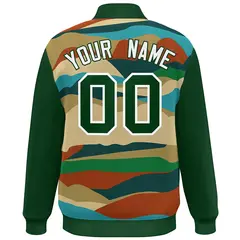 Green White Multi Clouds Graffiti Varsity Full-Snap Jacket 4