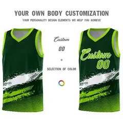 Green White Neon Green Graffiti Basketball Jersey 3