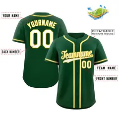 Green White-Old Gold Authentic Classic Baseball Jersey 2