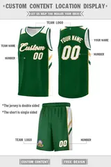 Green White-Old Gold Classic Basketball Jersey Set 2