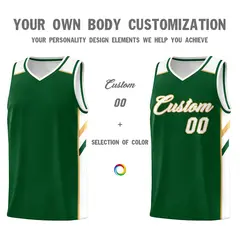 Green White-Old Gold Classic Basketball Jersey Set 3