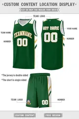 Green White-Old Gold Classic Basketball Jersey Set 2