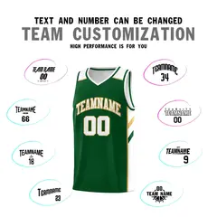 Green White-Old Gold Classic Basketball Jersey Set 4