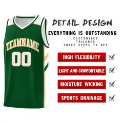Green White-Old Gold Classic Basketball Jersey Set 5