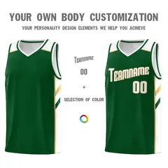 Green White-Old Gold Classic Basketball Jersey Set 3