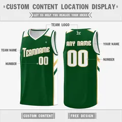 Green White-Old Gold Classic Tops Mesh Basketball Jersey 2
