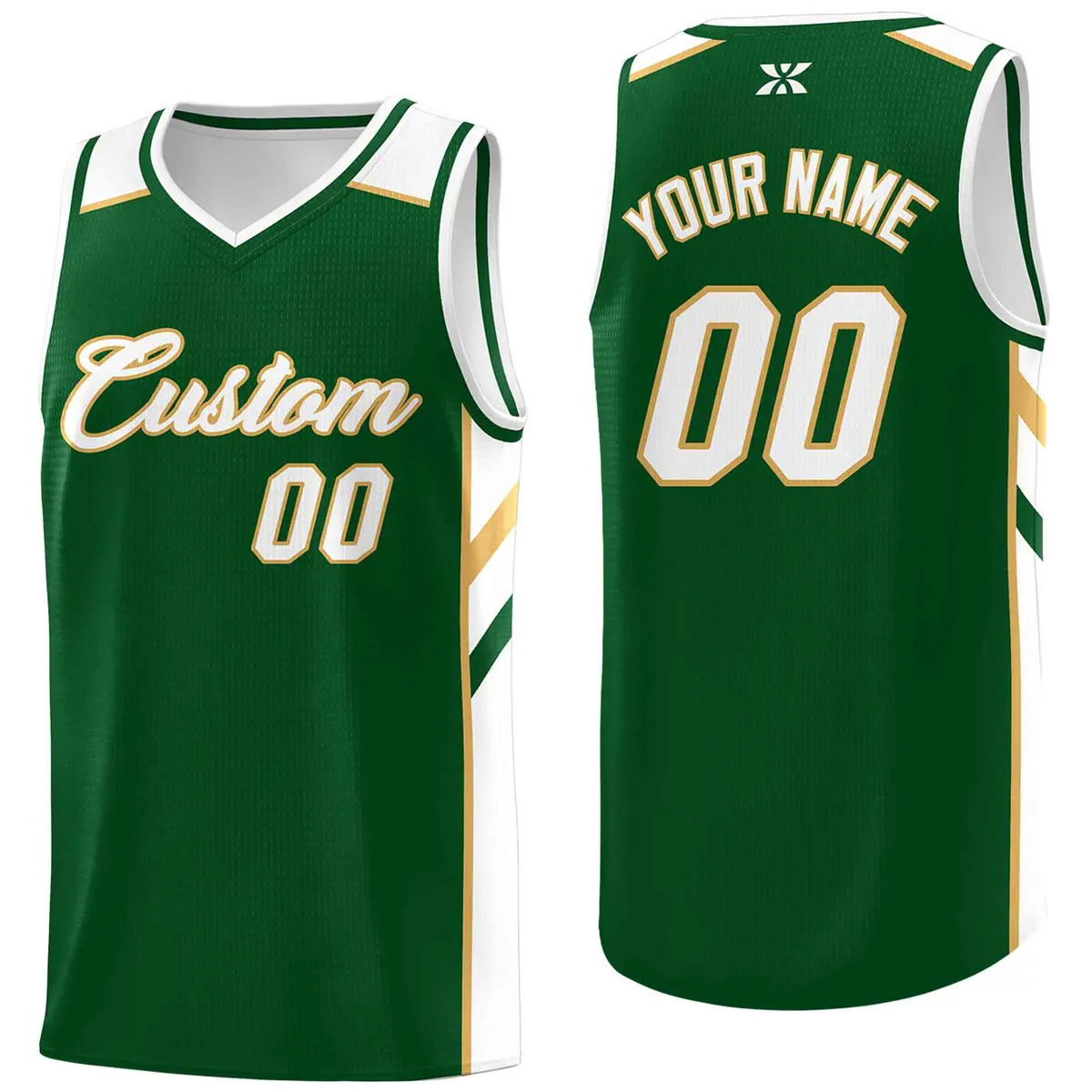 Green White-Old Gold Classic Tops Mesh Basketball Jersey