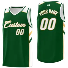 Green White-Old Gold Classic Tops Mesh Basketball Jersey