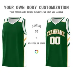 Green White-Old Gold Classic Tops Mesh Basketball Jersey 3