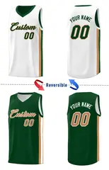 Green White-Old Gold Double Side Sets Men Basketball Jersey 3