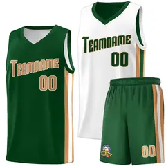 Green White-Old Gold Double Side Sets Men Basketball Jersey