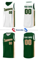 Green White-Old Gold Double Side Sets Men Basketball Jersey 3