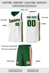 Green White-Old Gold Double Side Sets Men Basketball Jersey 4