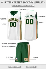 Green White-Old Gold Double Side Sets Men Basketball Jersey 2