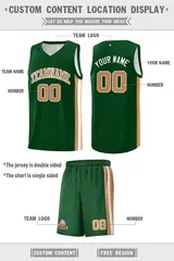 Green White-Old Gold Double Side Sets Men Basketball Jersey 4