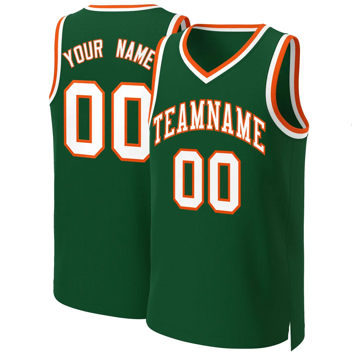 Green White-Orange Classic Basketball Jersey