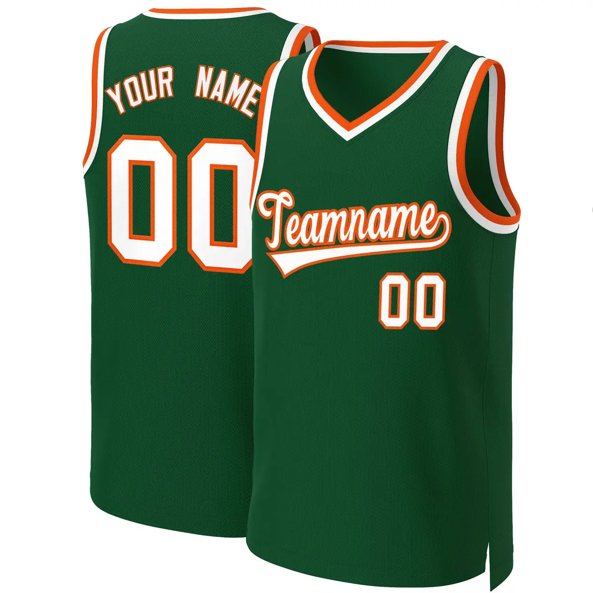 Green White-Orange Classic Basketball Jersey