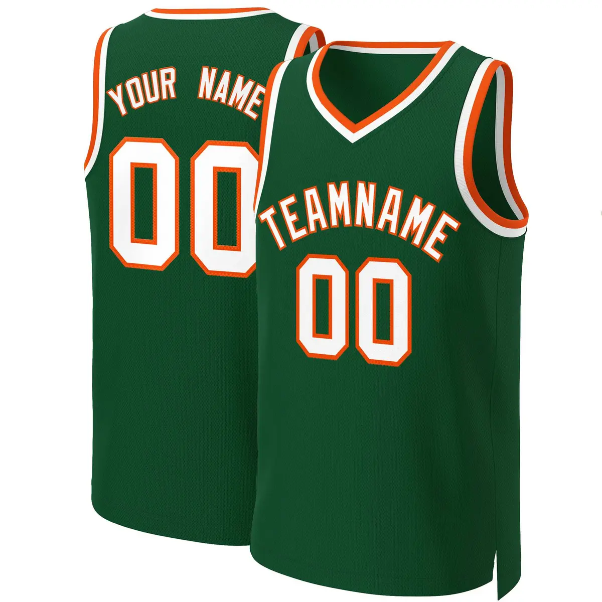 Green White-Orange Classic Basketball Jersey