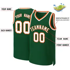 Green White-Orange Classic Basketball Jersey 2
