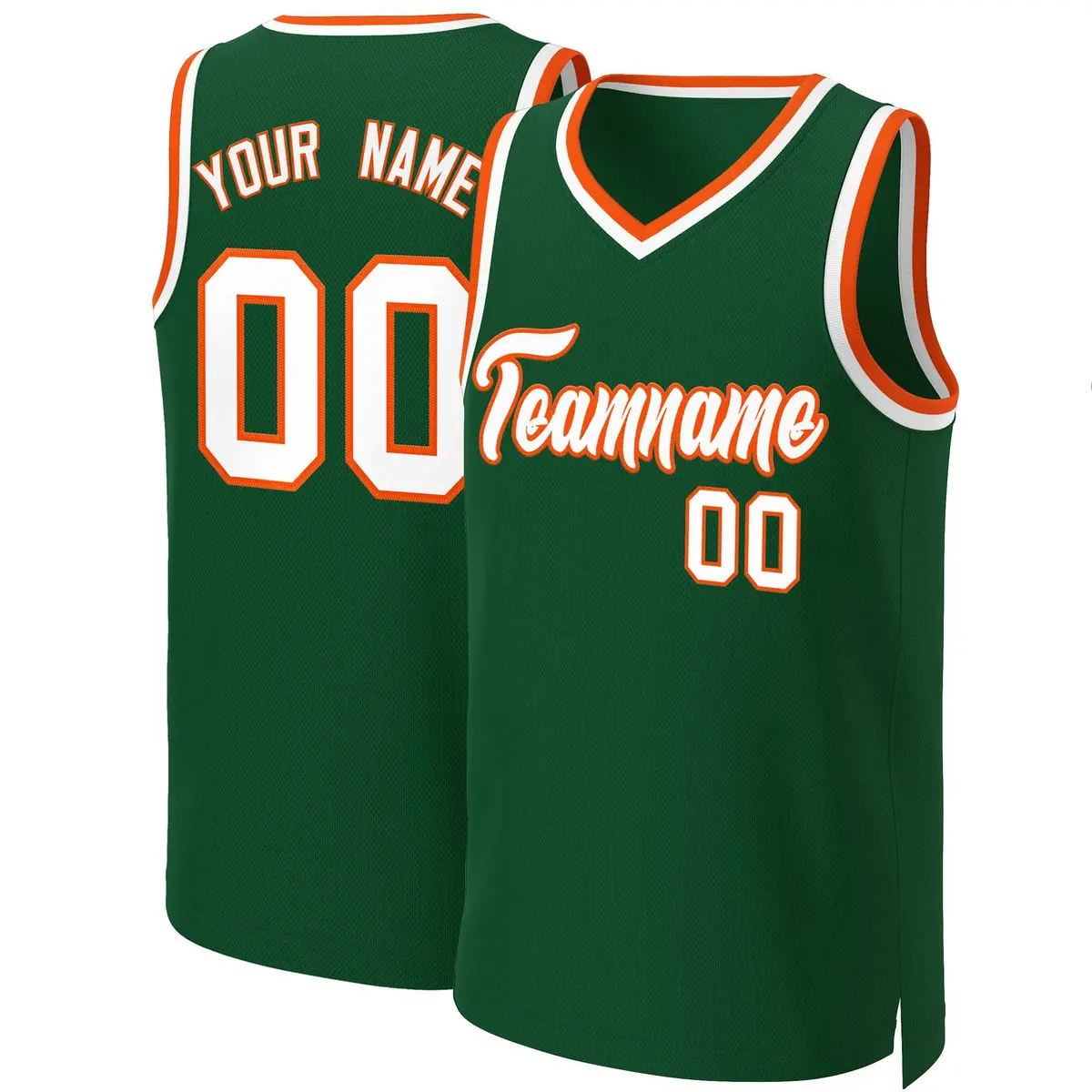 Green White-Orange Classic Basketball Jersey