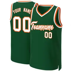 Green White-Orange Classic Basketball Jersey 1