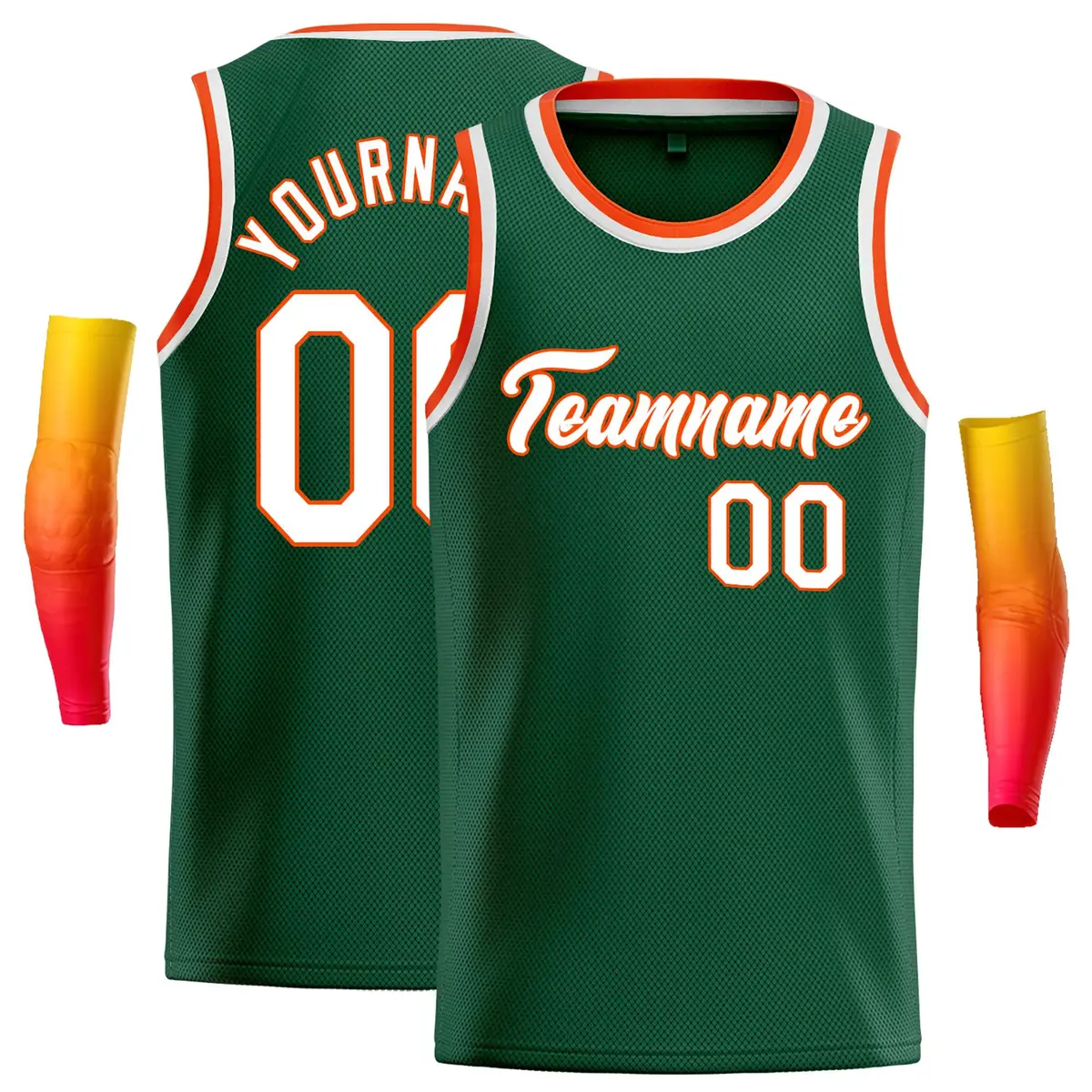 Green White-Orange Classic Casual Basketball Jersey