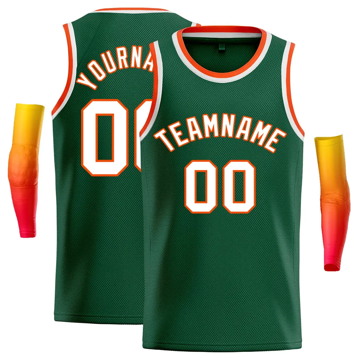 Green White-Orange Classic Casual Basketball Jersey
