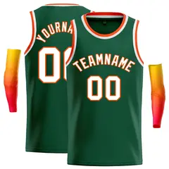 Green White-Orange Classic Casual Basketball Jersey