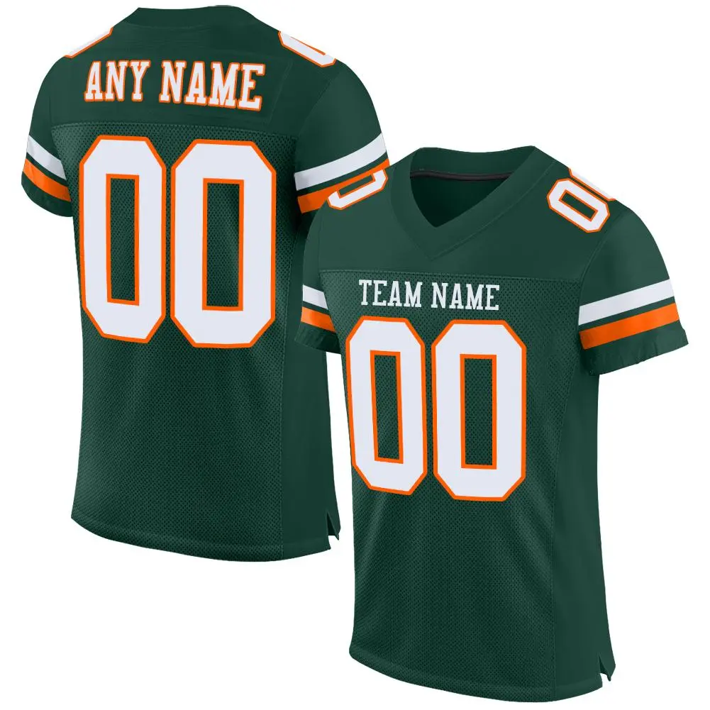 Green White-Orange Classic Style Mesh Football Jersey