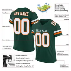 Green White-Orange Classic Style Mesh Football Jersey 2