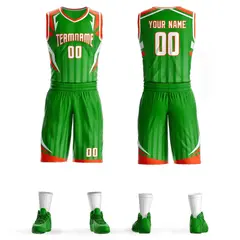 Green White-Orange Graffiti Angular Element Basketball Jersey