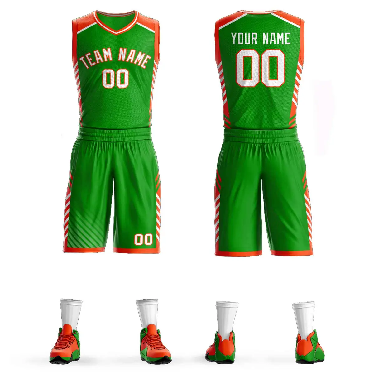 Green White-Orange Graffiti Bar Element Basketball Jersey