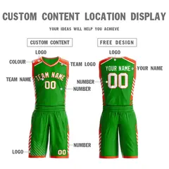 Green White-Orange Graffiti Bar Element Basketball Jersey 3