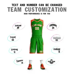Green White-Orange Graffiti Bar Element Basketball Jersey 4
