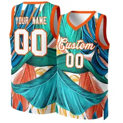 Green White Orange Graffiti Pattern Mesh Basketball Jersey