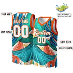 Green White Orange Graffiti Pattern Mesh Basketball Jersey 2
