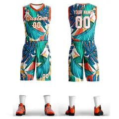 Green White-Orange Graffiti Pattern Mesh Basketball Jersey