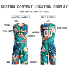 Green White-Orange Graffiti Pattern Mesh Basketball Jersey 3