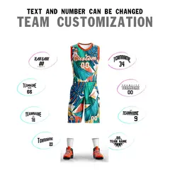 Green White-Orange Graffiti Pattern Mesh Basketball Jersey 4