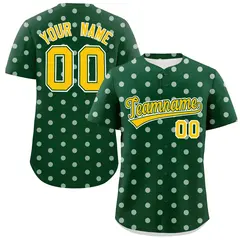 Green White Polka Dot Graffiti Authentic Baseball Jersey