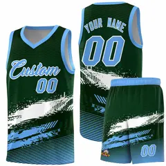Green White Powder Blue Graffiti Basketball Jersey 1