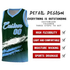 Green White Powder Blue Graffiti Basketball Jersey 2