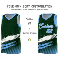 Green White Powder Blue Graffiti Basketball Jersey 3