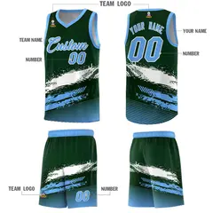 Green White Powder Blue Graffiti Basketball Jersey 5