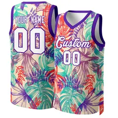 Green White-Purple Graffiti Pattern Mesh Basketball Jersey Tops 1