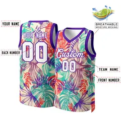 Green White-Purple Graffiti Pattern Mesh Basketball Jersey Tops 2