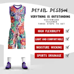 Green White-Purple Graffiti Pattern Mesh Basketball Jersey 2